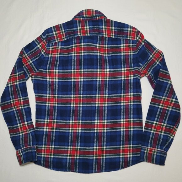 Abercrombie & Fitch Plaid Button Up Flannel Blue Red Green Mens Size M Muscle - Picture 8 of 9